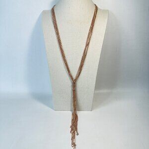 Gold Tone Chain Tassel Necklace Long Length‎ for Layering